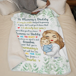 Nos aventures sont sur le point de commencer - Couverture personnalisée pour bébé - Cadeau de fête prénatale, cadeau pour la première maman