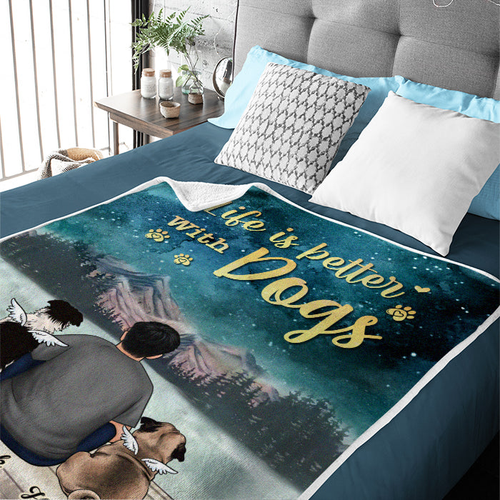 La vie est meilleure avec un chien - Couverture personnalisée - Cadeau pour les amoureux des chiens, des animaux et de Noël