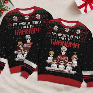 Mes personnes préférées m'appellent - Sweat-shirt personnalisé pour la famille - Pull en laine unisexe - Cadeau de Noël pour les grands-parents