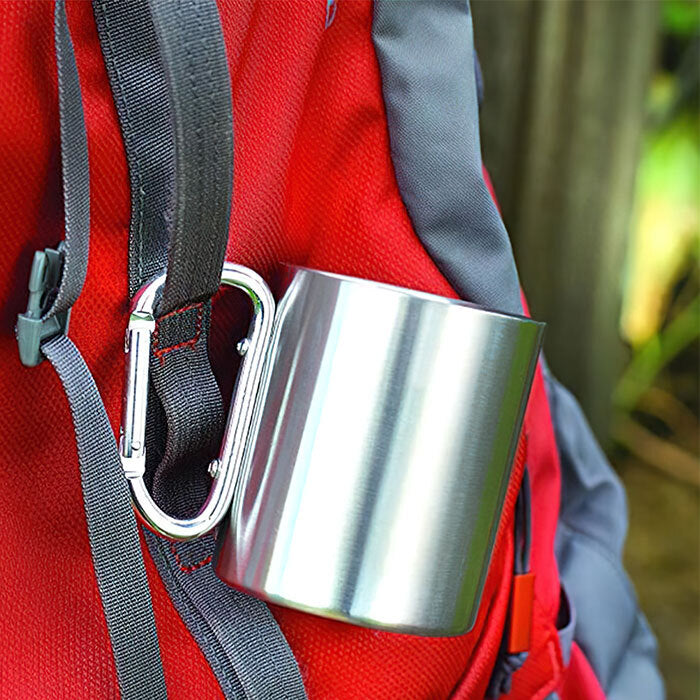 Happy Campers - Mug de camping personnalisé avec mousqueton - Cadeau pour les amateurs de camping