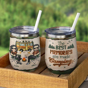 Camping Partners For Life - Gift For Camping Couples, Husband Wife, Personalized Wine Tumbler.