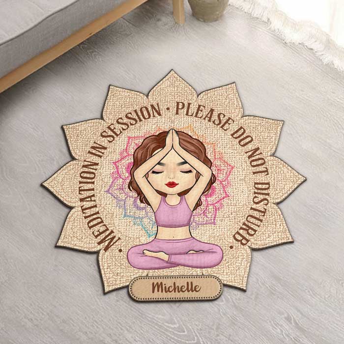 Yoga Now Wine Later - Tapis décoratif personnalisé - Cadeau pour les amateurs de yoga