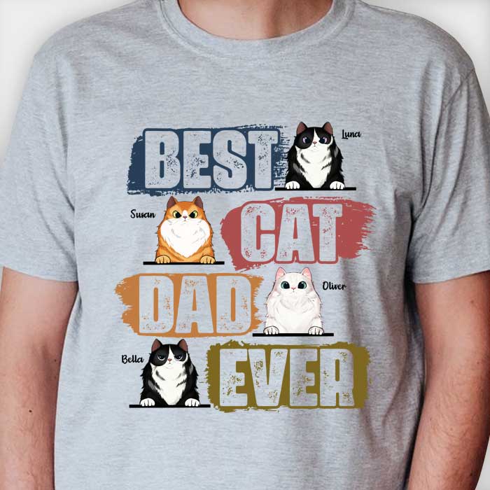 Meilleur papa chat du monde - T-shirt et sweat à capuche unisexe personnalisé - Cadeau pour papa