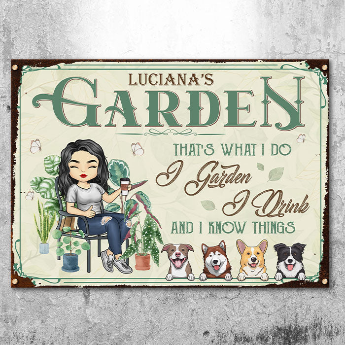 Je jardine et je sais des choses - Plaque en métal personnalisée - Cadeau pour les amateurs de jardinage