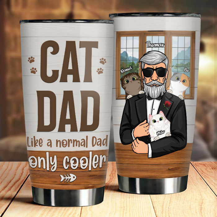 Cat Dad Only Cooler - Personalized Tumbler - Gift For Dad