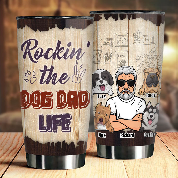 Rockin' The Dog Dad Life - Gobelet personnalisé - Cadeau pour papa, cadeau pour les amoureux des animaux