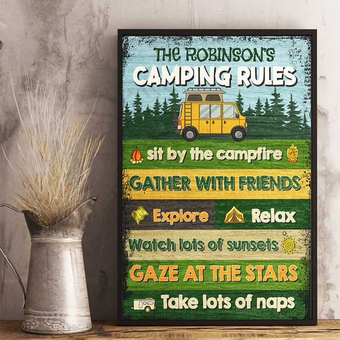 Sit By The Campfire Explore & Relax Watch Lots Of Sunsets - Personalized Vertical Poster.