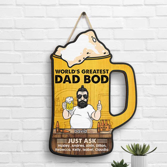 Le plus beau corps de papa au monde - Cadeau pour papa, grand-père - Panneau en bois personnalisé