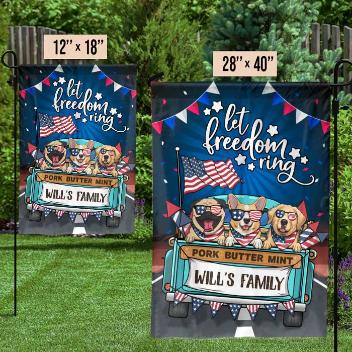 Let Freedom Ring - 4th Of July Decoration - Personalized Dog Flag.