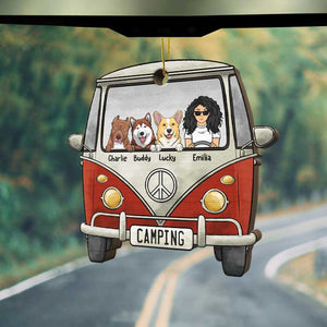 Happiness Is Camping With Dogs - Personalized Shaped Ornament.