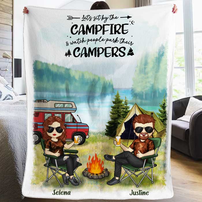 The Best Memories Are Made Camping - Husband & Wife - Gift For Camping Couples, Personalized Blanket.
