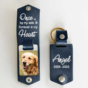 Une fois à mes côtés - Porte-clés personnalisé en cuir PU - Télécharger une image, cadeau commémoratif, cadeau de condoléances