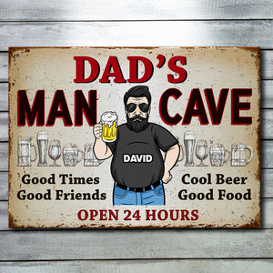 La caverne de papa, bons moments, bons amis - Cadeau pour papa, grand-père - Plaque en métal personnalisée