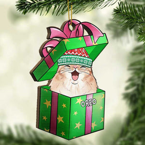 Christmas Gift Box - Dogs And Cats - Personalized Shaped Ornament.