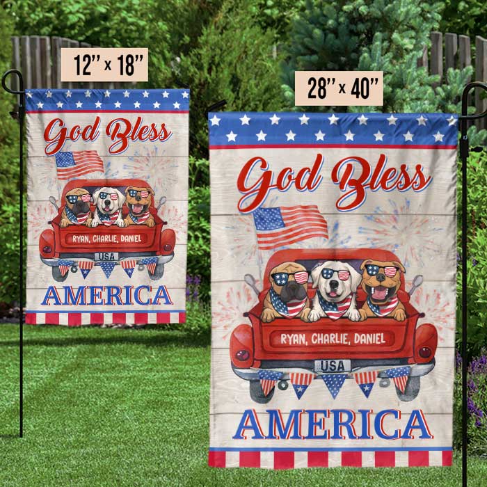 God Bless America - 4th Of July Decoration - Personalized Dog Flag.