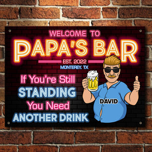 Bienvenue au bar de papa - Cadeau pour papa, grand-père - Plaque en métal personnalisée
