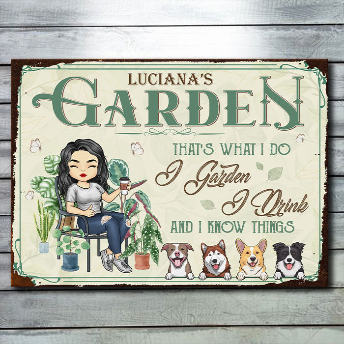 Je jardine et je sais des choses - Plaque en métal personnalisée - Cadeau pour les amateurs de jardinage