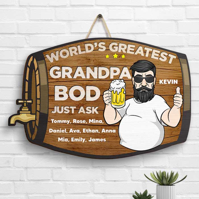 Le plus beau corps de grand-père du monde - Cadeau pour papa, grand-père - Panneau en bois personnalisé