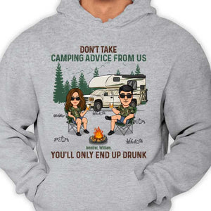 Ne suivez pas nos conseils de camping ! T-shirt et sweat à capuche unisexe personnalisé ! Cadeau pour votre meilleure amie, cadeau pour les amateurs de camping.
