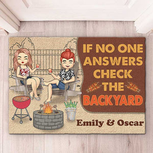 Si personne ne répond, vérifiez votre jardin ! Tapis décoratif personnalisé ! Cadeau pour couple, mari et femme