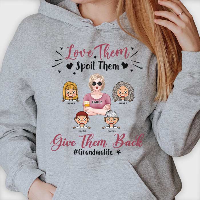 Aimez-les, gâtez-les ! Cadeau pour grand-mère, t-shirt unisexe personnalisé, sweat à capuche