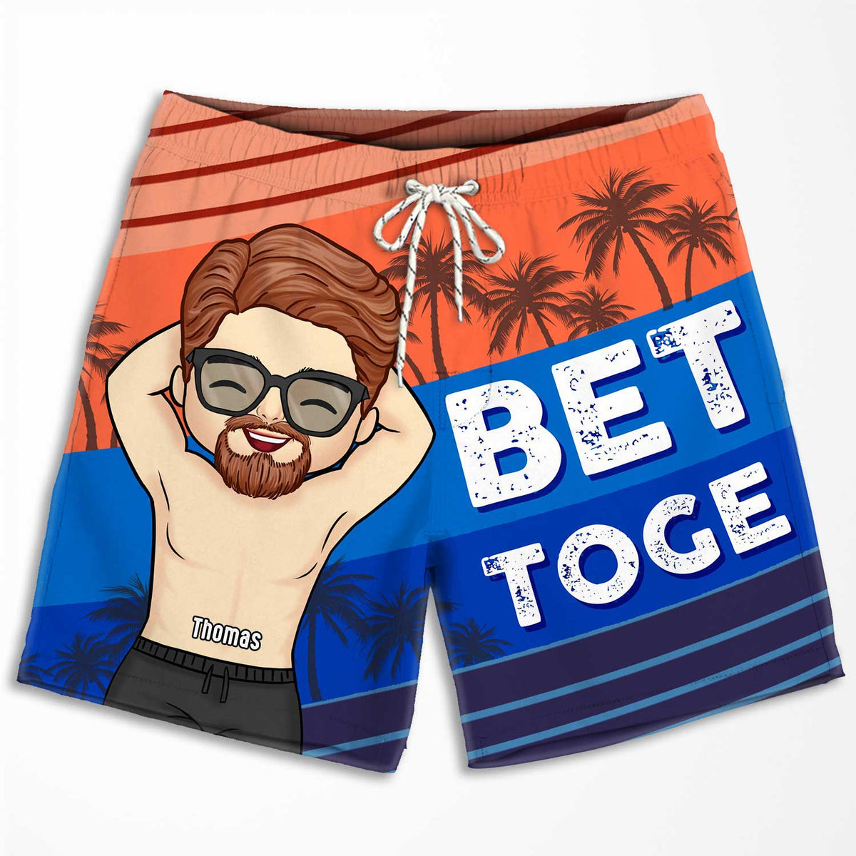 Ensemble, c'est mieux ! Short de plage personnalisé pour couple ! Cadeau pour couple, mari et femme