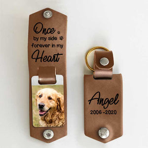 Une fois à mes côtés - Porte-clés personnalisé en cuir PU - Télécharger une image, cadeau commémoratif, cadeau de condoléances