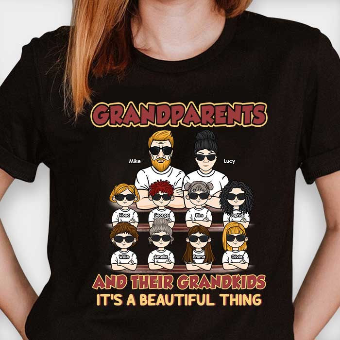 Grands-parents et leurs petits-enfants - T-shirt et sweat à capuche personnalisés - Cadeau pour couple, mari et femme