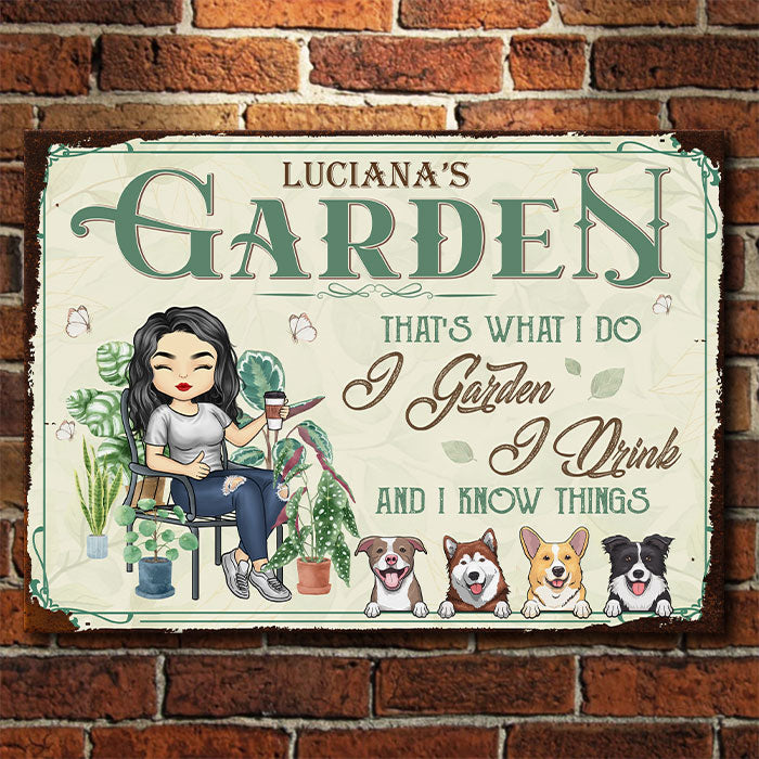 Je jardine et je sais des choses - Plaque en métal personnalisée - Cadeau pour les amateurs de jardinage