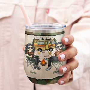 Camping Partners For Life - Gift For Camping Couples, Husband Wife, Personalized Wine Tumbler.