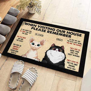 Pets' Rules When Visiting Our House - Cats And Dogs Personalized Decorative Mat.