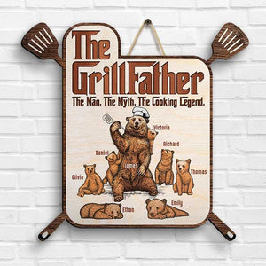 Grillfather, la légende de la cuisine - Panneau en bois personnalisé - Cadeau pour papa