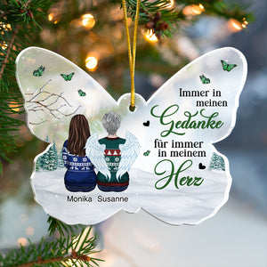 Deine Flügel waren bereit, aber mein Herz war nicht - Ornement de Noël en acrylique personnalisé allemand en forme de papillon - Cadeau commémoratif, cadeau de sympathie, cadeau de Noël