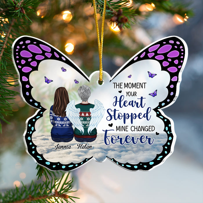 Once By My Side, Forever In My Heart - Personalized Custom Butterfly Shaped Acrylic Christmas Ornament - Memorial Gift, Sympathy Gift, Christmas Gift