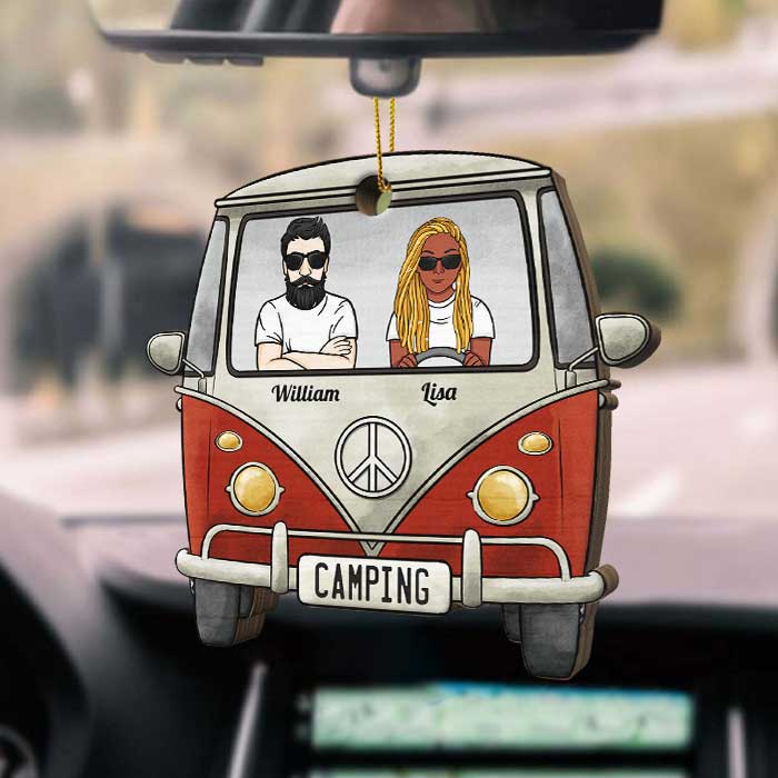 Home Is Where You Park It - Gift For Camping Couples, Personalized Camping Shaped Ornament.