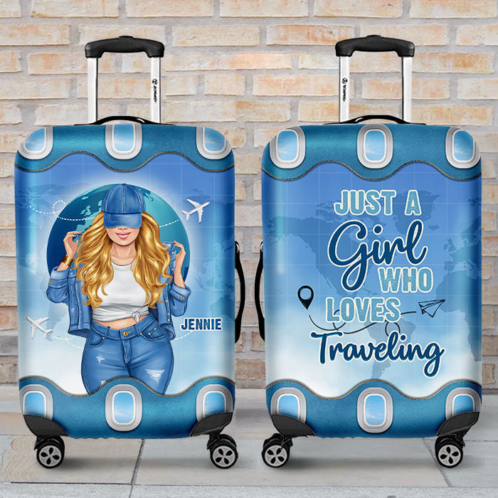 Une fille qui aime voyager - Housse de bagage personnalisée