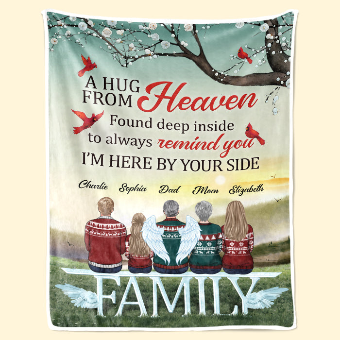 Un câlin du ciel trouvé au plus profond de toi pour toujours te rappeler que je suis là à tes côtés - Couverture personnalisée commémorative - Cadeau de condoléances, cadeau de Noël pour les membres de la famille