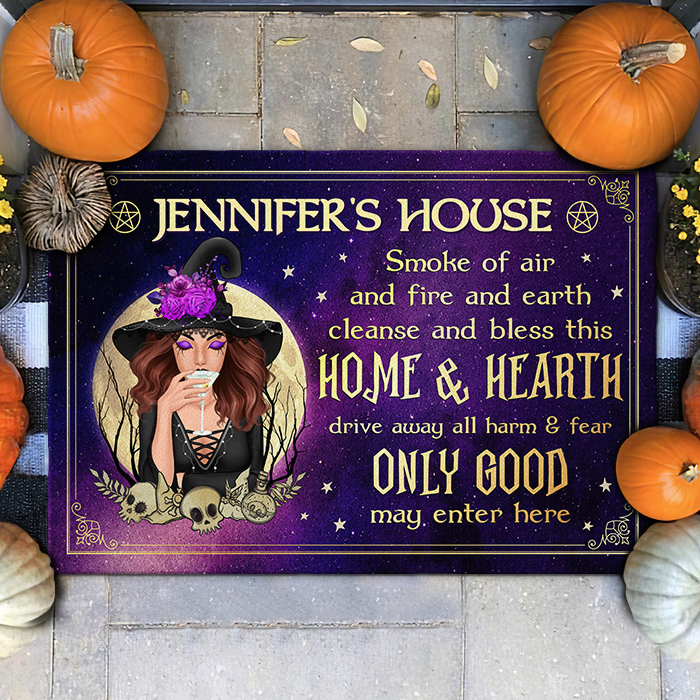 Fumée d'air, de feu et de terre, purifiez et bénissez cette maison et ce foyer - Tapis décoratif de sorcière personnalisé - Cadeau pour sorcières, cadeau pour vous-même, cadeau d'Halloween