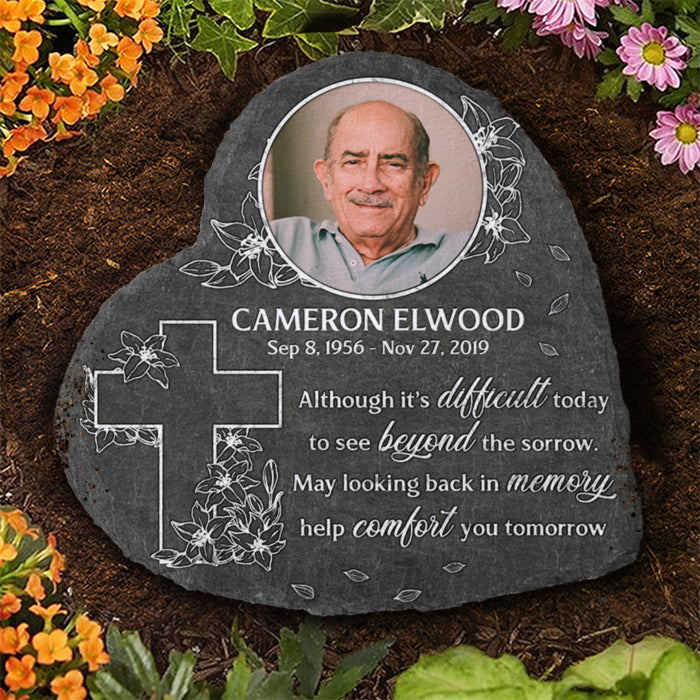 Voir au-delà du chagrin - Pierre commémorative personnalisée, pierre tombale humaine - Télécharger une image, cadeau commémoratif, cadeau de condoléances