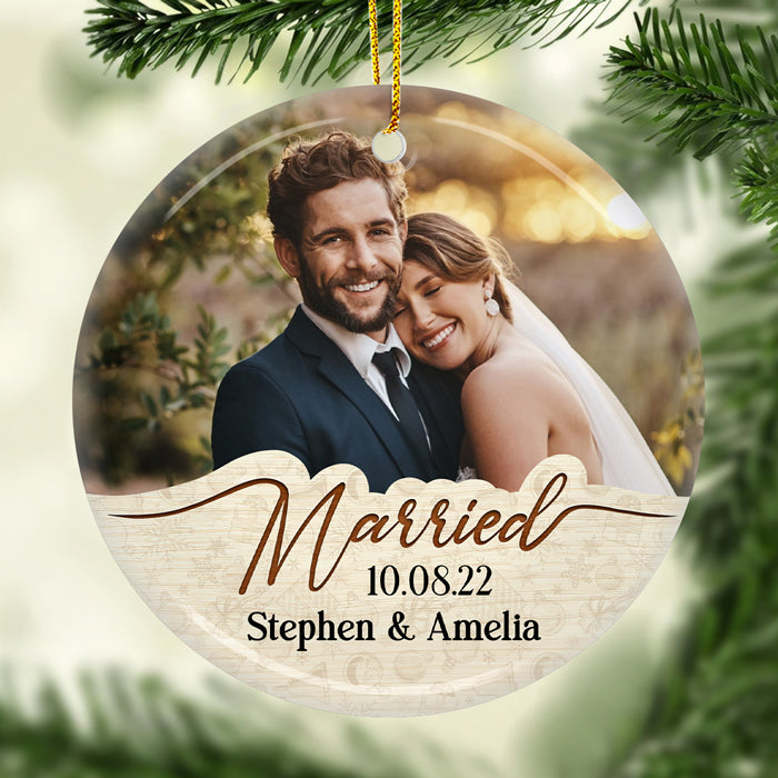 Deux âmes, un cœur - Décoration de Noël personnalisée en céramique ronde avec photo - Télécharger une image, cadeau pour couple, mari et femme, anniversaire, fiançailles, mariage, cadeau de mariage, cadeau de Noël