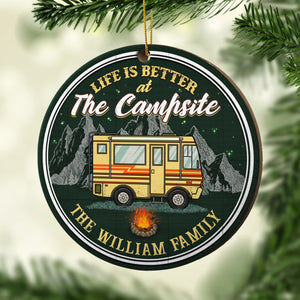 Life Is Better At The Campsite - Personalized Shaped Ornament.
