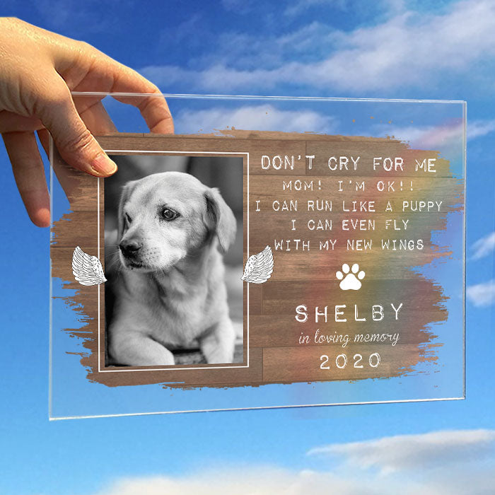 Don’t Cry For Me Mom I’m Ok, I Can Run Like A Puppy - Upload Image - Personalized Acrylic Plaque.