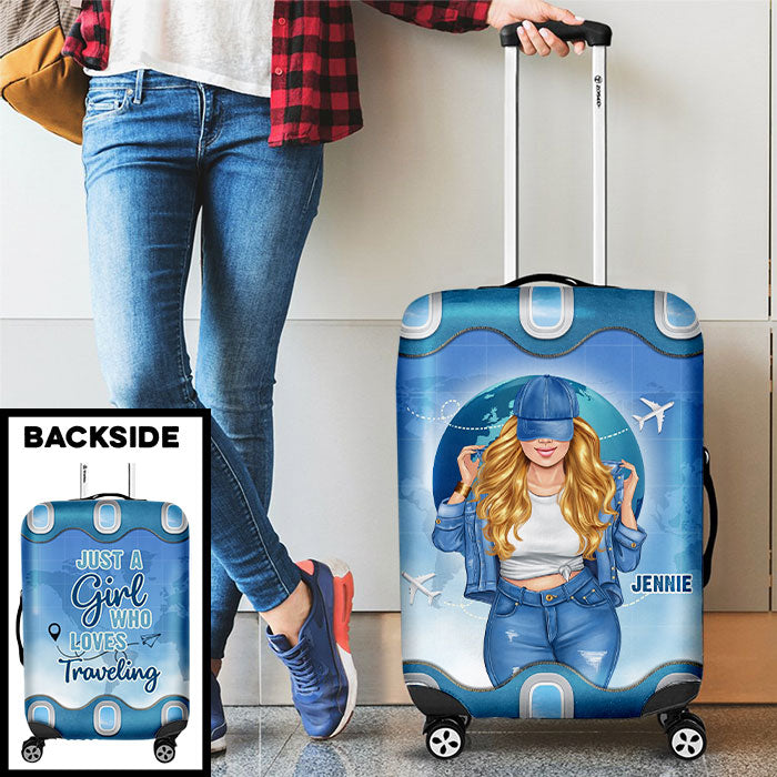 Une fille qui aime voyager - Housse de bagage personnalisée
