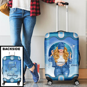 Une fille qui aime voyager - Housse de bagage personnalisée