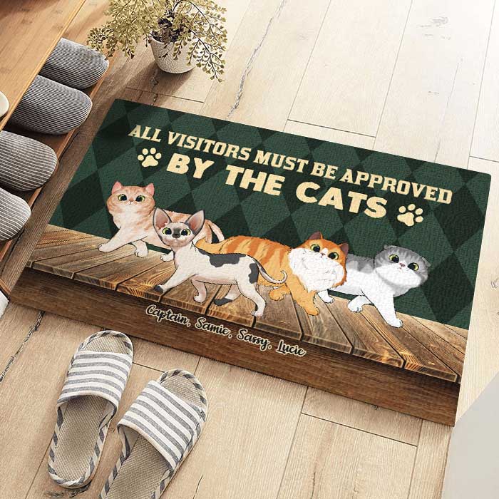 Les visiteurs doivent être approuvés par les chats - Tapis décoratif personnalisé - Cadeau pour les amoureux des animaux