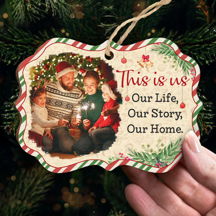 Notre vie, notre histoire, notre maison - Décoration de Noël en bois personnalisée en forme de Benelux, portrait personnalisé avec photo de famille, décoration photo personnalisée - Télécharger une image, cadeau pour la famille, cadeau de Noël