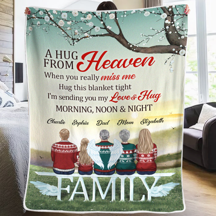 Un câlin du ciel trouvé au plus profond de toi pour toujours te rappeler que je suis là à tes côtés - Couverture personnalisée commémorative - Cadeau de condoléances, cadeau de Noël pour les membres de la famille