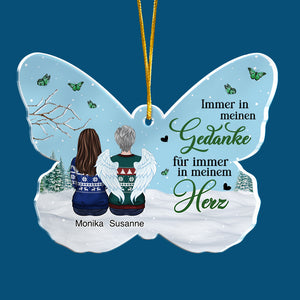 Deine Flügel waren bereit, aber mein Herz war nicht - Ornement de Noël en acrylique personnalisé allemand en forme de papillon - Cadeau commémoratif, cadeau de sympathie, cadeau de Noël