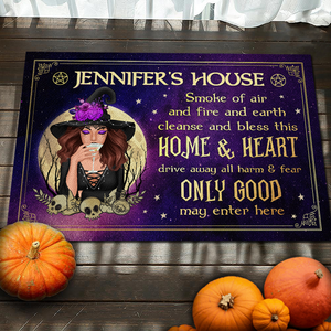 Fumée d'air, de feu et de terre, purifiez et bénissez cette maison et ce foyer - Tapis décoratif de sorcière personnalisé - Cadeau pour sorcières, cadeau pour vous-même, cadeau d'Halloween