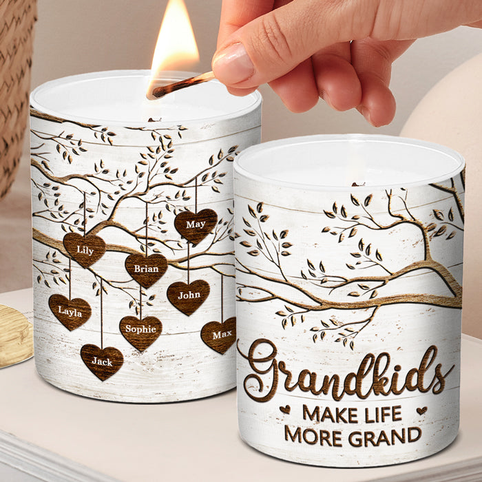 Les petits-enfants rendent la vie plus belle - Bougie parfumée sans fumée personnalisée pour la famille - Cadeau pour grand-mère et grand-père